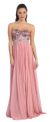 Strapless Sequins Bust Floor Length Formal Prom Dress in Dusty Rose